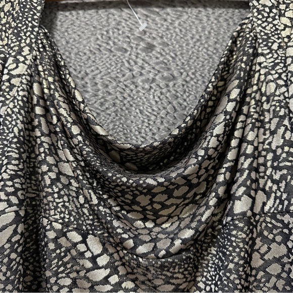 Cache Metallic Animal Print Long Sleeve Top Cowl Neck Blouse Women's Size XL EUC - Picture 4 of 16